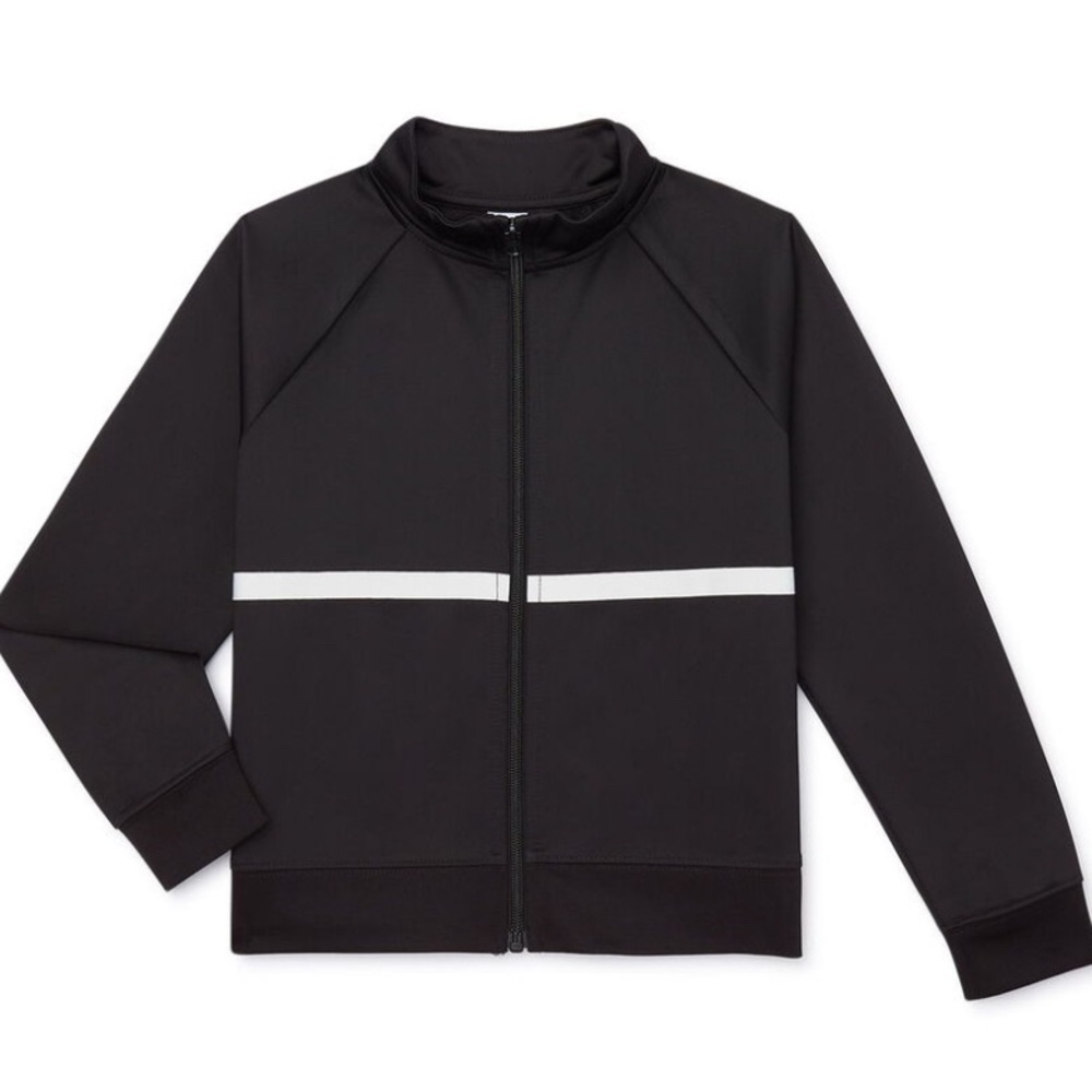Athletic Works Girls Two-Tone Sweat Jacket, Size M (7-8) Color Black NWT